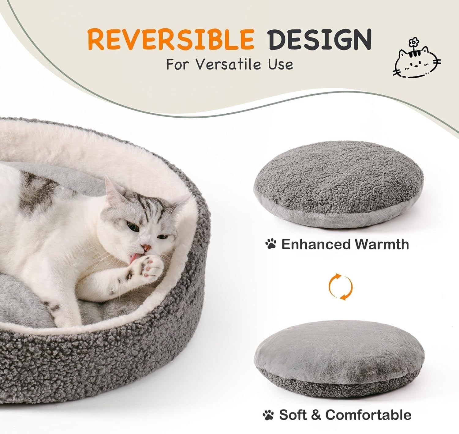 Washable Plush Pet Bed for Cats