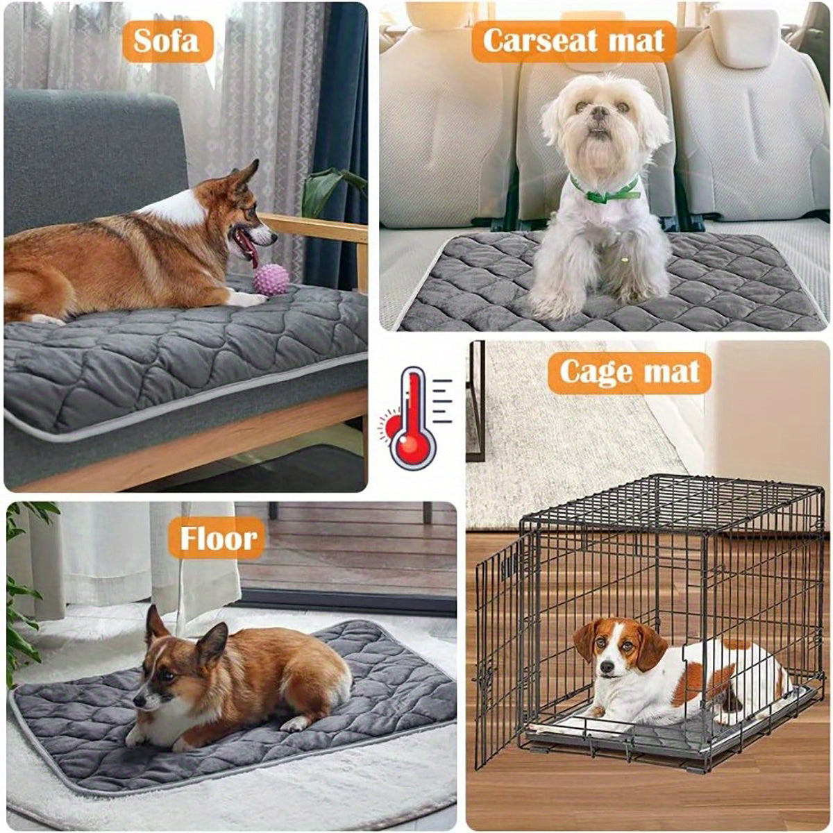 Self-Heating Thermal Pet Bed Mat for Dogs