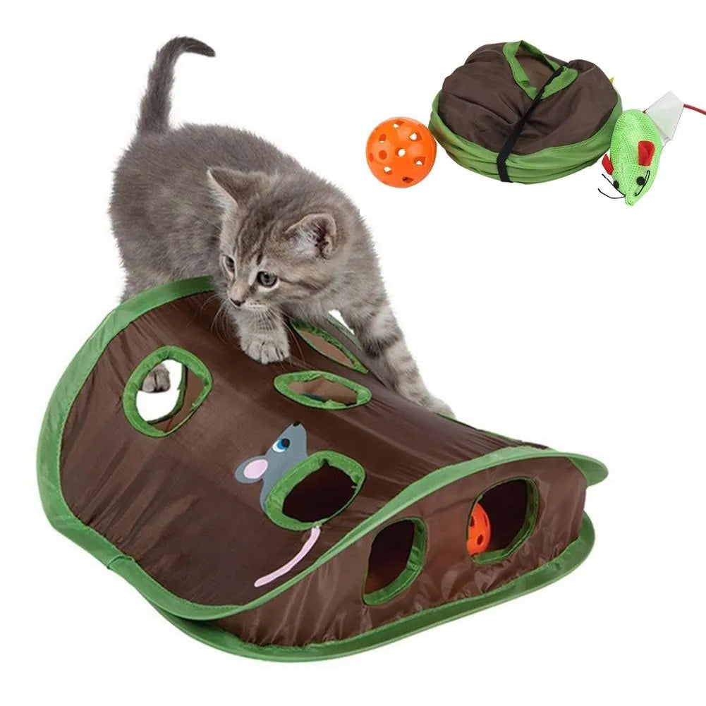 Cute 9-Hole Interactive Cat Tunnel Toy