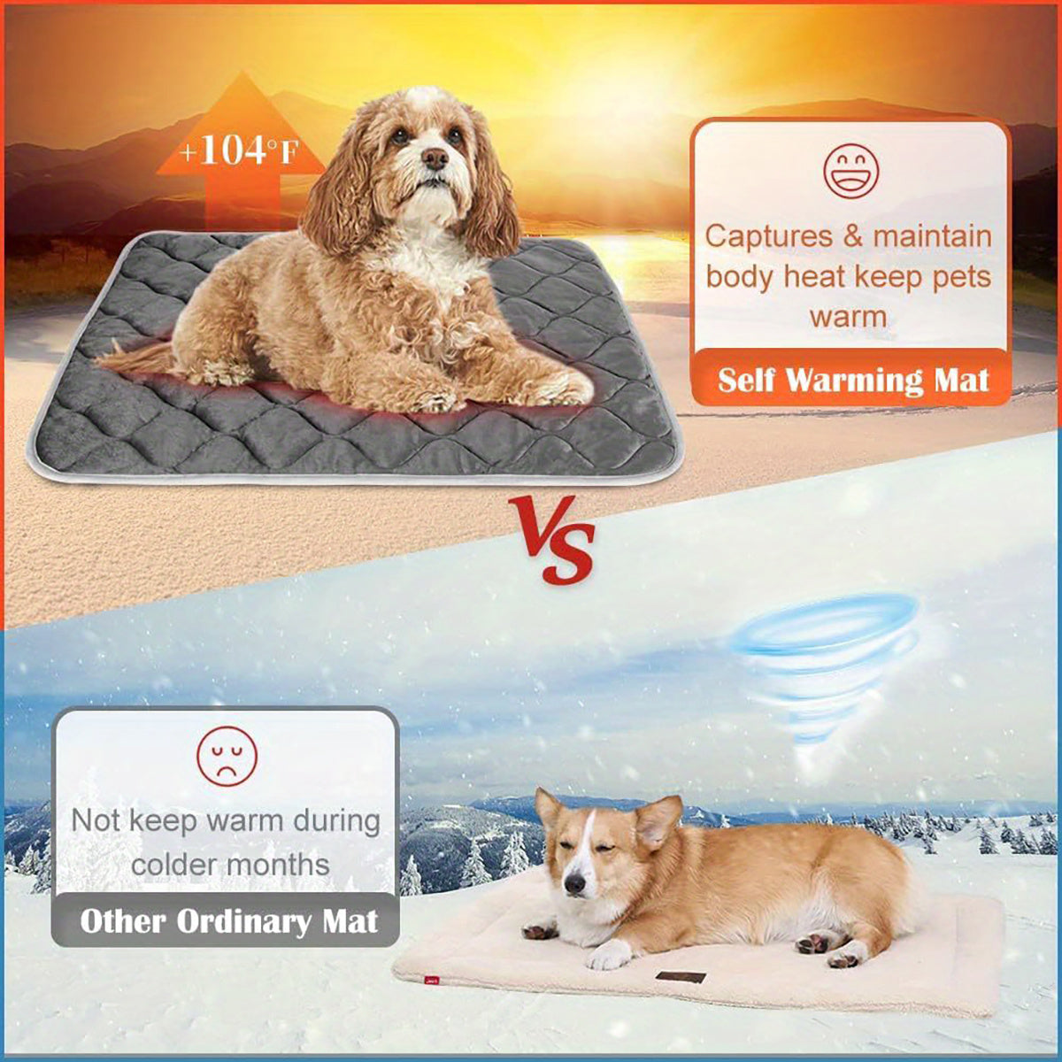 Self-Heating Thermal Pet Bed Mat for Dogs